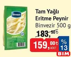 BİNVEZİR TAM YAĞLI ERİTME PEYNİRİ 500 G fiyat ve kampanya bilgisi